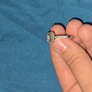 2 Pandora Silver Rings with Elegant Square-Cut Gemstone